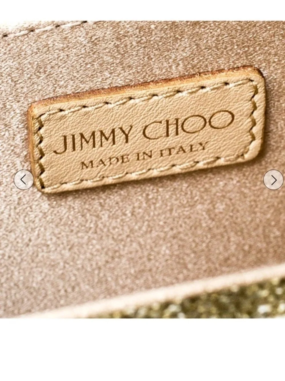 Jimmy Choo Gold Champagne Glitter Acrylic Candy Clutch Bag